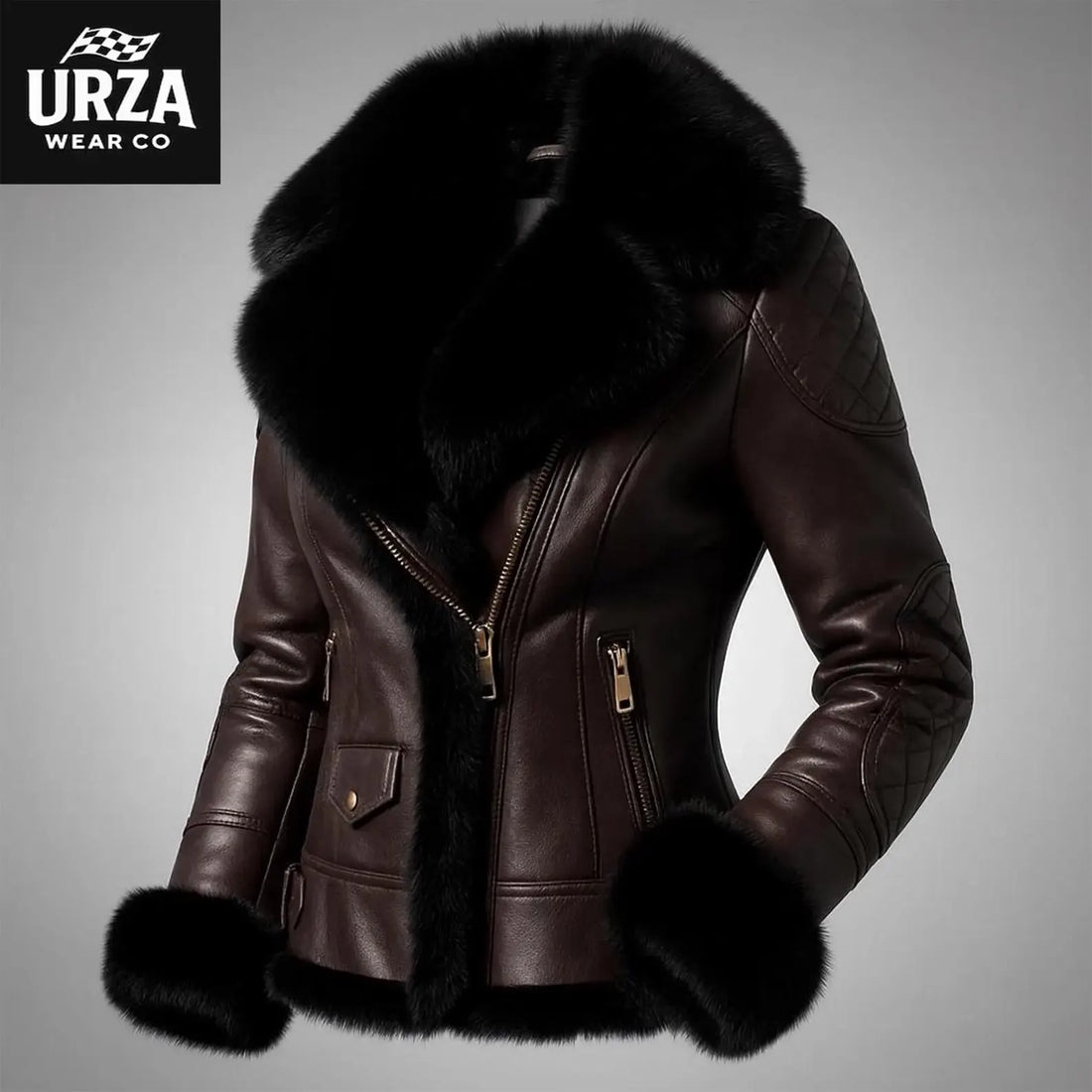 NextMamas Handmade Leather Shearling Jacket for Women