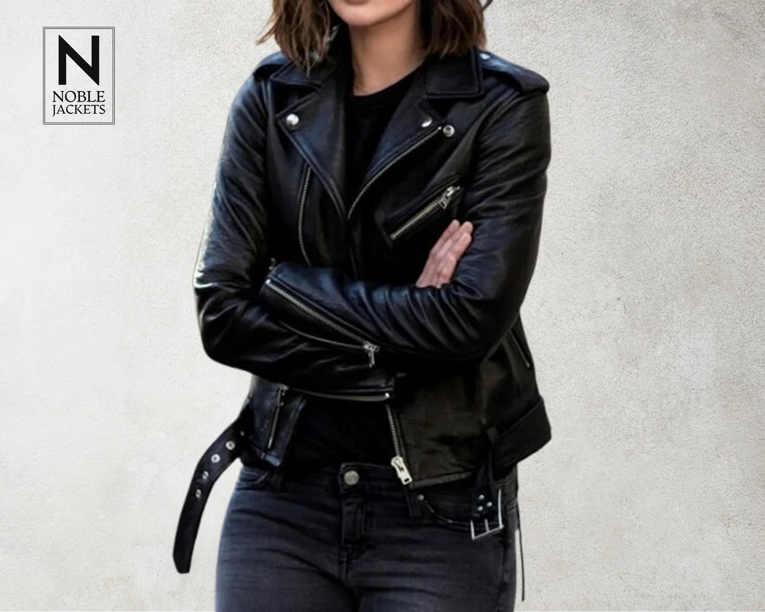 Handmade Women’s Black Leather Biker Jacket