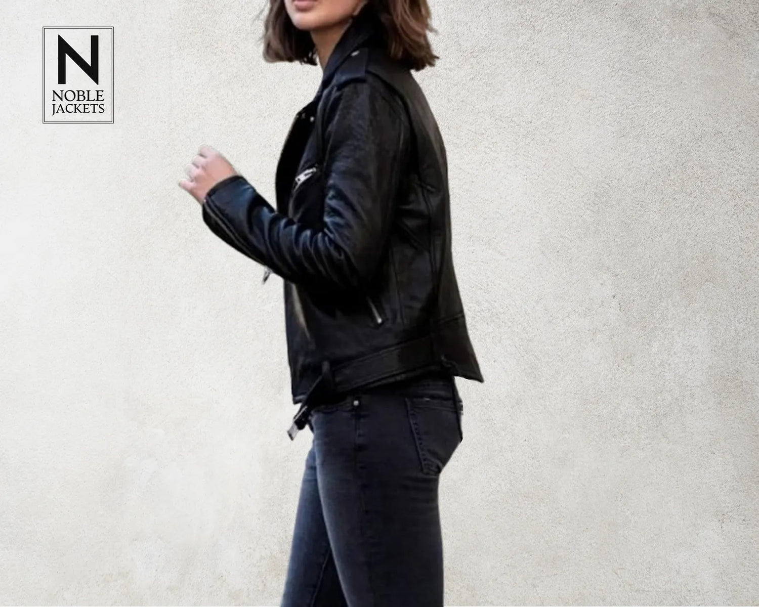 Handmade Women’s Black Leather Biker Jacket