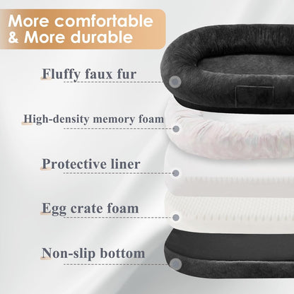 Comfy Giant Plush Faux Fur Bed | All Weather, Winters, Summers Bed | Removeable &amp; Washable Cover - NextMamas