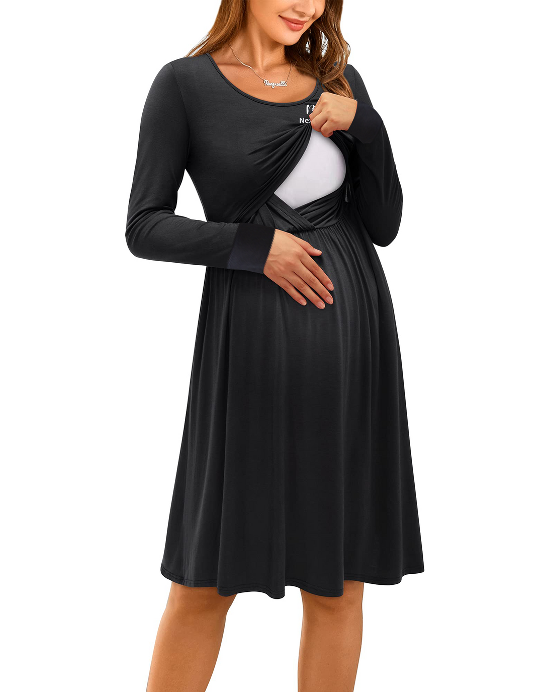 Nursing Gown Breastfeeding Dress - NextMamas