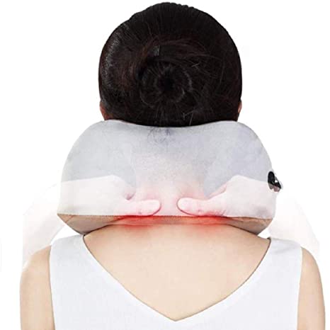 U-Shaped Electric Cordless Neck Travel Pillow | Neck Vertebra Therapeutic Memory Foam Wireless Velvet Massager. - NextMamas