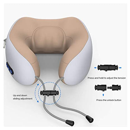 U-Shaped Electric Cordless Neck Travel Pillow | Neck Vertebra Therapeutic Memory Foam Wireless Velvet Massager. - NextMamas