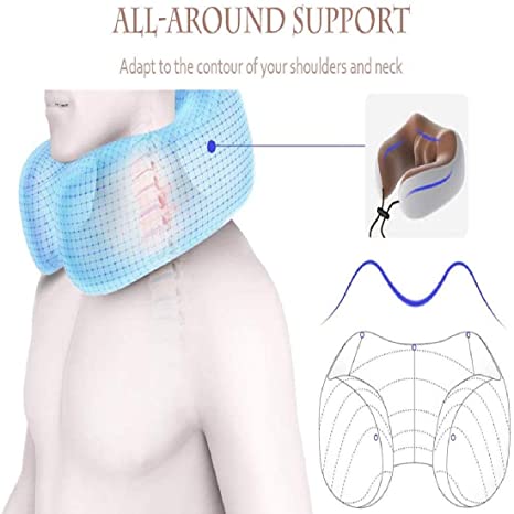 U-Shaped Electric Cordless Neck Travel Pillow | Neck Vertebra Therapeutic Memory Foam Wireless Velvet Massager. - NextMamas