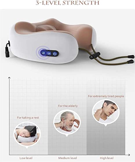 U-Shaped Electric Cordless Neck Travel Pillow | Neck Vertebra Therapeutic Memory Foam Wireless Velvet Massager. - NextMamas