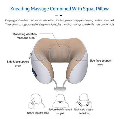 U-Shaped Electric Cordless Neck Travel Pillow | Neck Vertebra Therapeutic Memory Foam Wireless Velvet Massager. - NextMamas