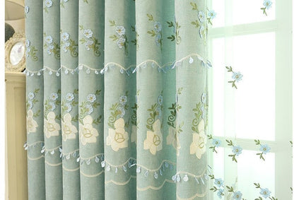 Embroidered Green Blackout Curtain with Sheer – 56”x96” - NextMamas
