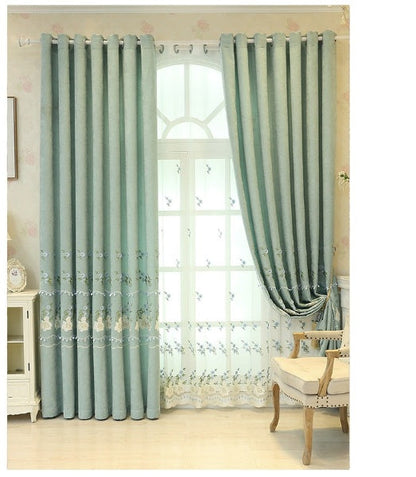 Embroidered Green Blackout Curtain with Sheer – 56”x96” - NextMamas